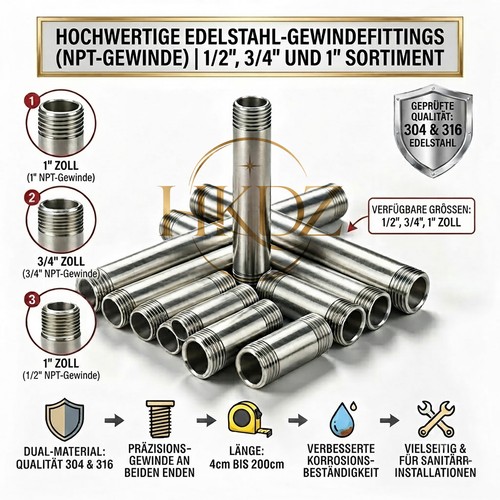 Edelstahl rohrdoppelnippel v2a - rohrdoppelnippel,